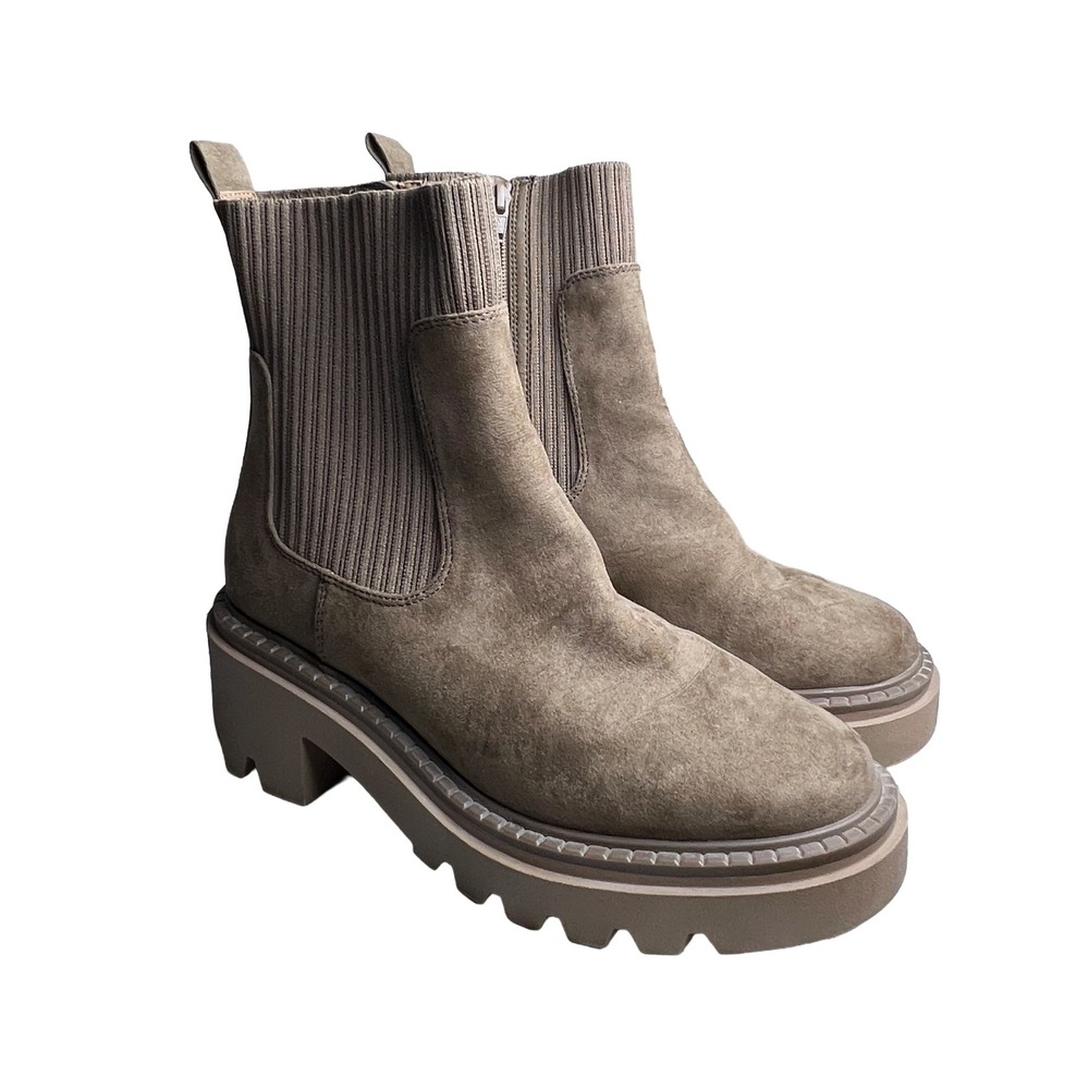 Target Universal Thread Taupe Sock Boots Chunky Platform Chelsea‎ Size 10